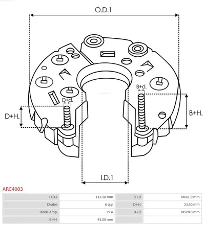 Rectificador, alternador AS-PL ARC4003