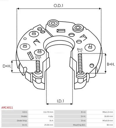 Rectificador, alternador AS-PL ARC4011