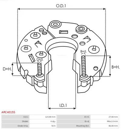 Rectificador, alternador AS-PL ARC4015S