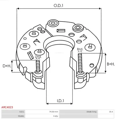 Rectificador, alternador AS-PL ARC4023