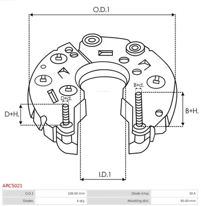 Rectificador, alternador AS-PL ARC5021
