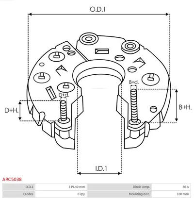 Rectificador, alternador AS-PL ARC5038