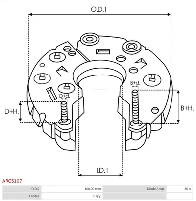 Rectificador, alternador AS-PL ARC5107