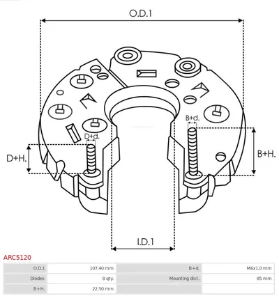 Rectificador, alternador AS-PL ARC5120