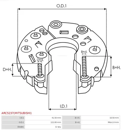 Rectificador, alternador AS-PL ARC5237(MITSUBISHI)
