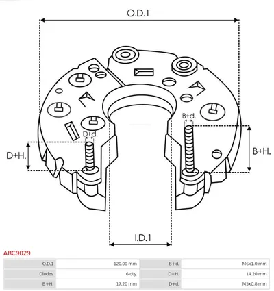 Rectificador, alternador AS-PL ARC9029