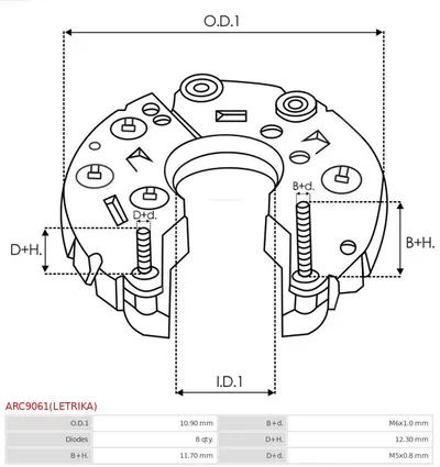 Rectificador, alternador AS-PL ARC9061(LETRIKA)