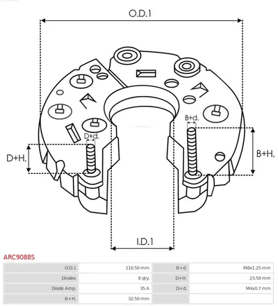 Rectificador, alternador AS-PL ARC9088S