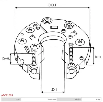Rectificador, alternador AS-PL ARC9109S