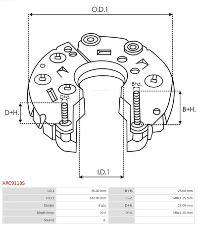Rectificador, alternador AS-PL ARC9118S