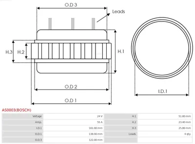 Estátor, generador AS-PL AS0003(BOSCH)
