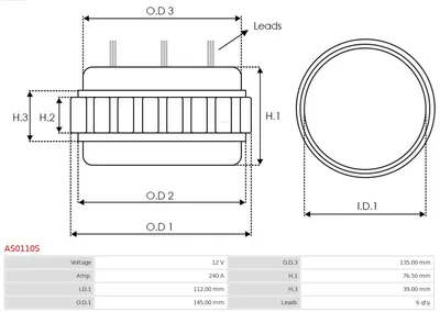 Estátor, generador AS-PL AS0110S