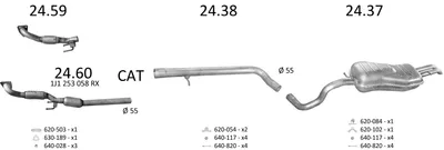 Sistema de gases de escape Skoda OCTAVIA I · Skoda OCTAVIA I Combi · Vw BORA I