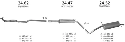 Sistema de gases de escape Seat CORDOBA · Skoda FABIA I · Skoda FABIA I Saloon