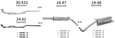 Sistema de gases de escape Vw POLO IV · Seat IBIZA III · Skoda FABIA I