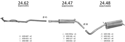 Sistema de gases de escape Vw POLO IV · Seat IBIZA III · Skoda FABIA I