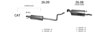 Sistema de gases de escape Toyota YARIS VERSO · Toyota YARIS VERSO VAN
