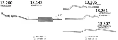 Sistema de gases de escape Mercedes-Benz SPRINTER 2-t Bus · Mercedes-Benz SPRINTER 2-t Platform/Chassis · Mercedes-Benz SPRINTER 3-t Platform/Chassis
