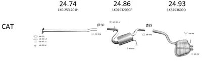Sistema de gases de escape Vw GOLF V Variant · Vw JETTA III · Skoda OCTAVIA II