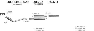 Sistema de gases de escape Vw MULTIVAN T5 · Vw TRANSPORTER T5 Bus