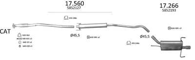 Sistema de gases de escape Opel CORSA C · Opel TIGRA TwinTop · Opel CORSA C Hatchback Van