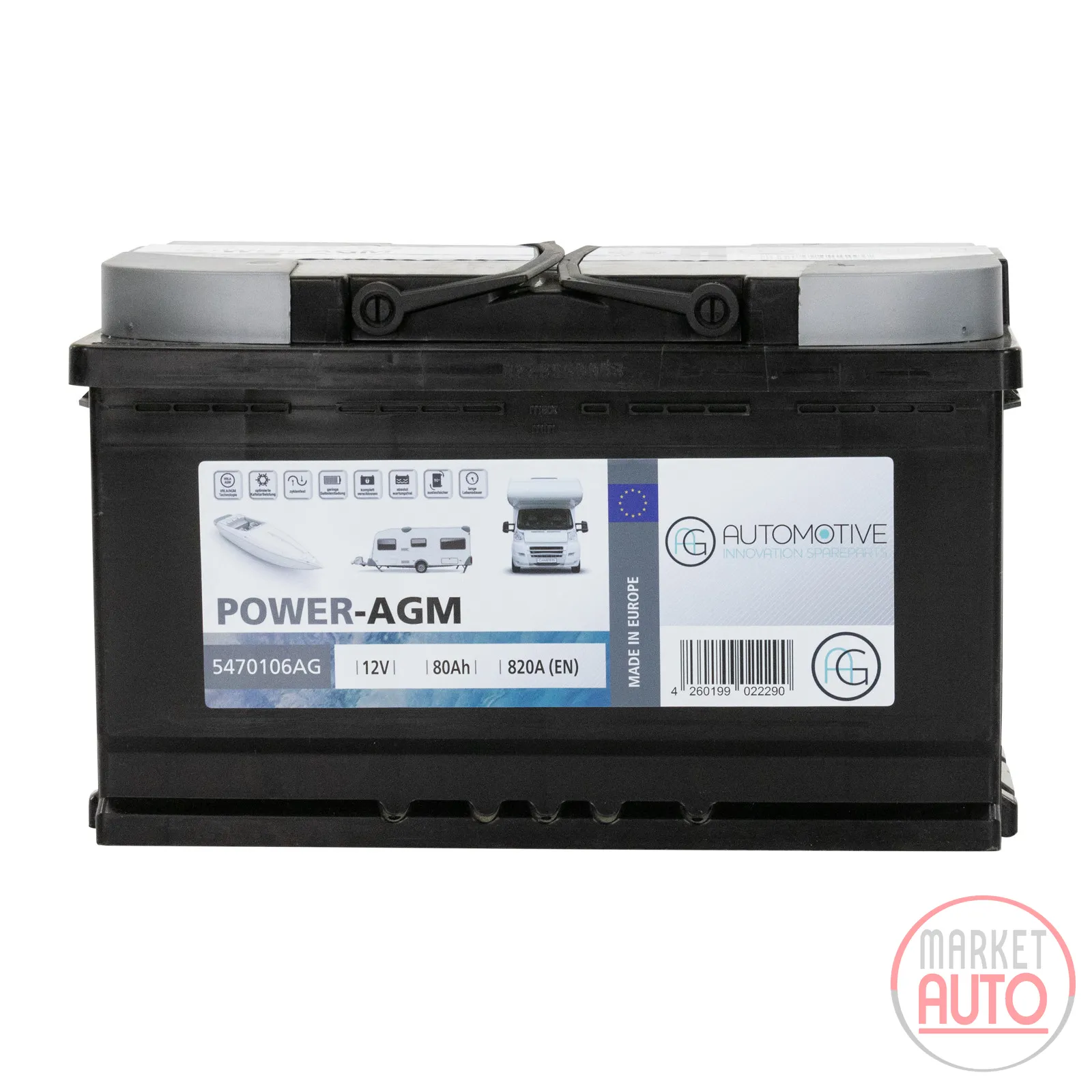 Batterie POWER-AGM Aufbaubatterie 80AH 800A