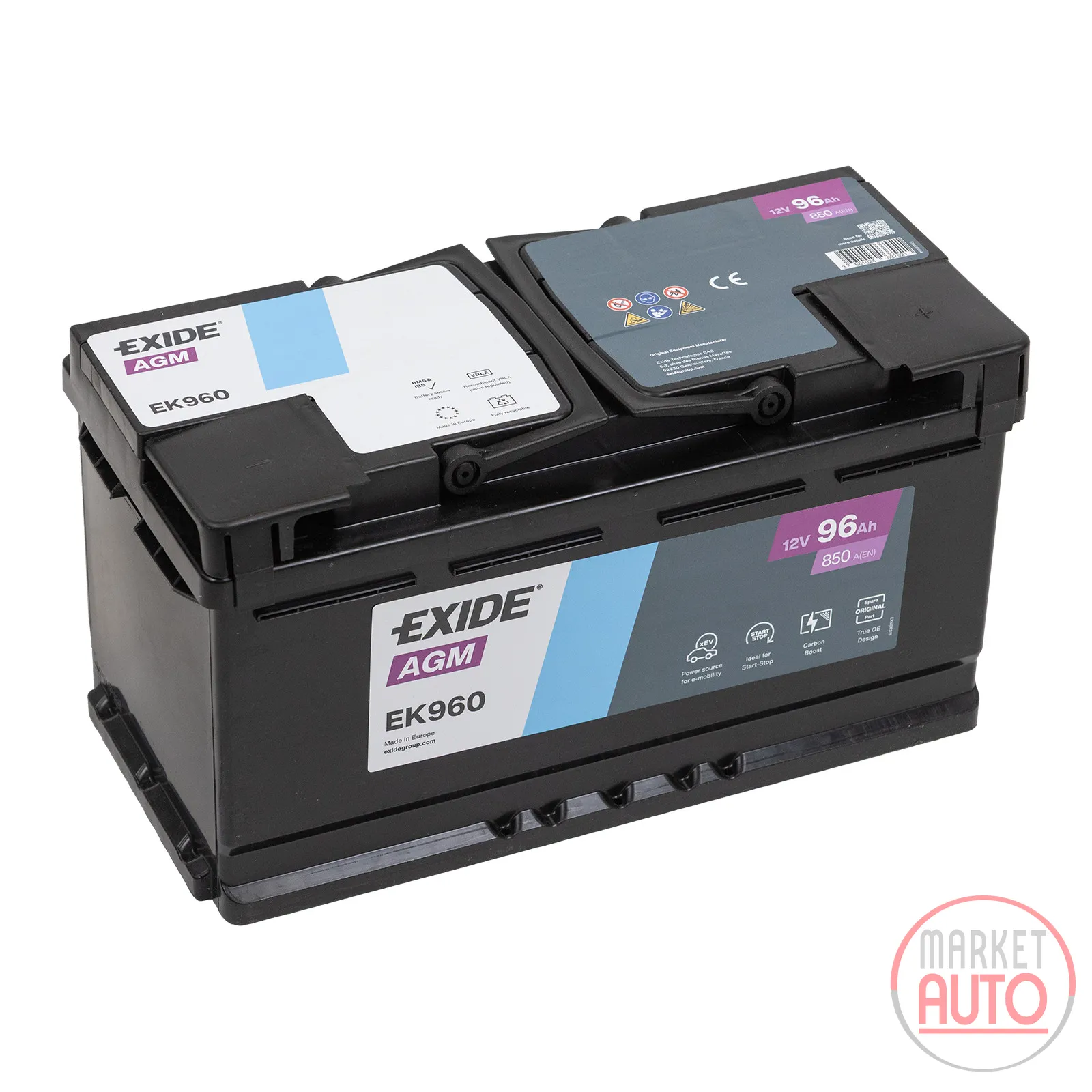 AGM Batterie Aufbaubatterie 96AH 850A EK960