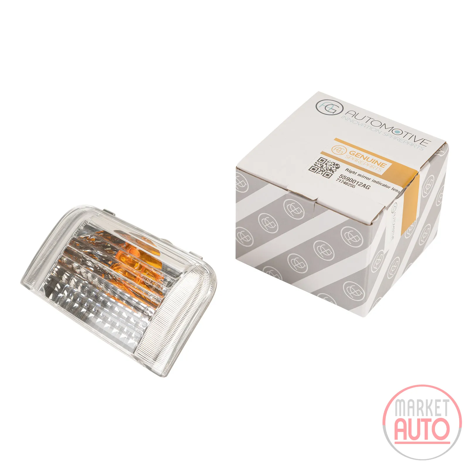 Blinkerkappe rechts im Spiegel für 16 Watt Blinker, innen mit orangener Kappe