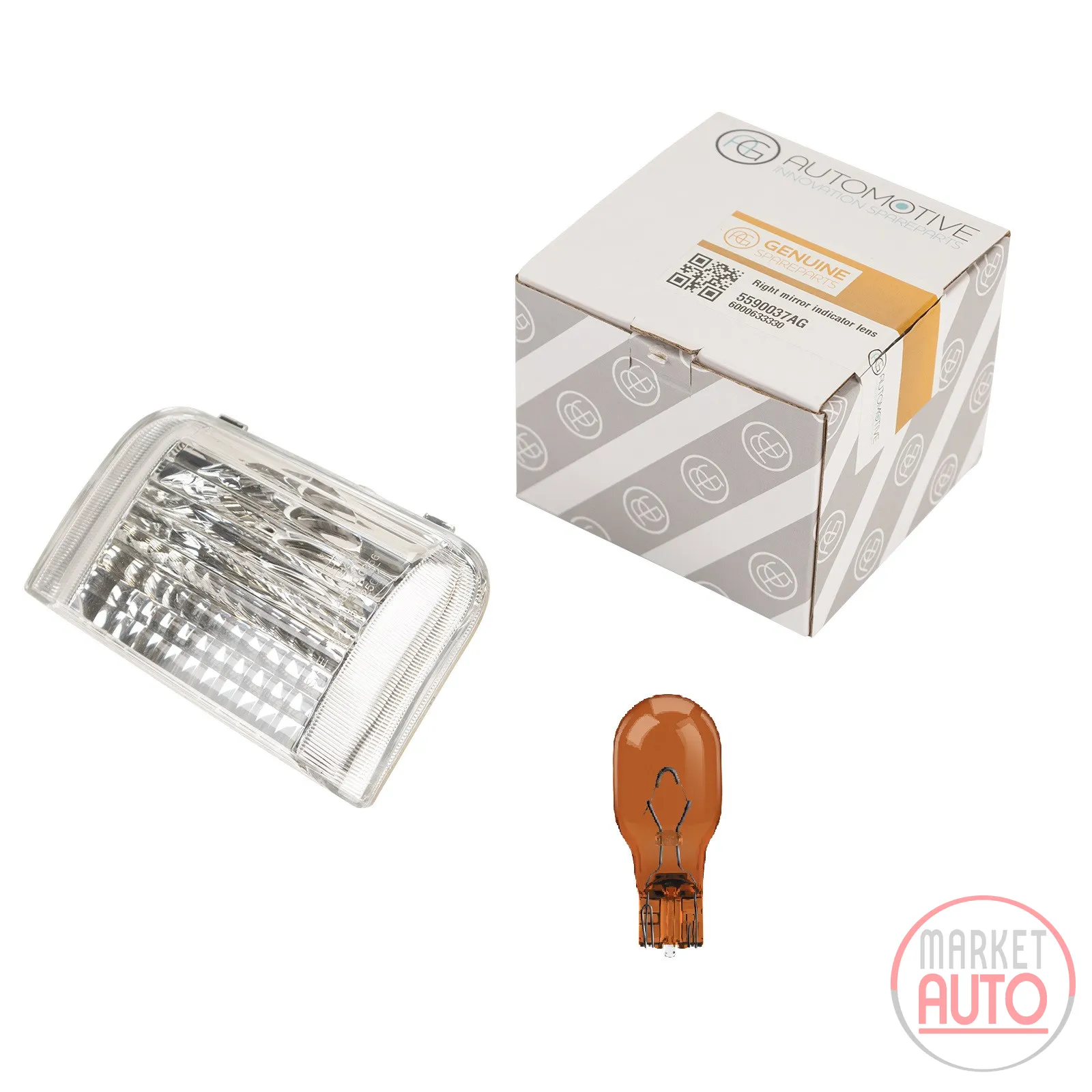 Blinkerkappe rechts im Spiegel für 16 Watt Blinker inkl. Glühbirne